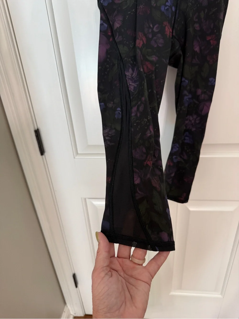 lululemon Train Times Crop Black Frozen Floral Black Crop Leggings 25664